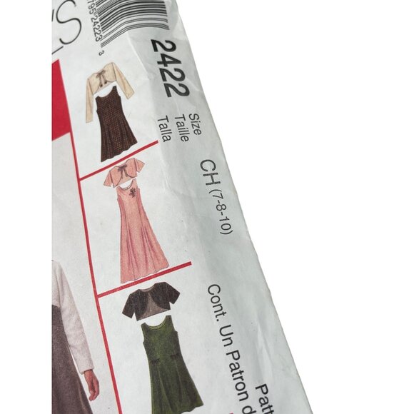 McCalls 2422 Sewing Pattern Size 7/8/10 Childrens Dress Lined Bolero Jacket CUT - Picture 2 of 6